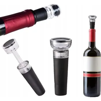 KOREK POMPKA PRÓŻNIOWA DO WINA BUTELEK VAKUOVÁ PUMPA NA VÍNO S UZÁVĚREM - SILIKONOVÁ ZÁTKA