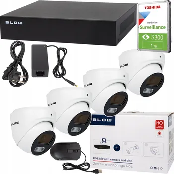 Bezpečnostní kamera PoE Monitorovací Set BLOW 4x5MP 1TB, 4x 5MP Dome Kamery, HDD 1TB
