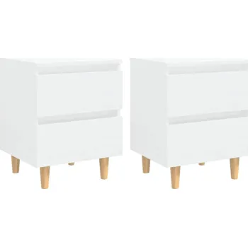 Noční stolek Skandinávský Noční stolek se 2 zásuvkami , bílý, 40 x 35 x 50 cm