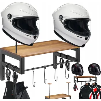 Motodoplněk DRŽÁK NA ZEĎ PRO MOTOCYKLOVÁ PŘILBA, CYKLISTICKOU PŘILBU SE 4 KLIPY A 4 HÁČKY