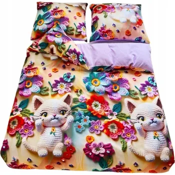 Povlečení POVLEČENÍ 140x200 DVOUSTRANNÁ BAVLNA SATÉN GierekHoff KOMPLET 2díl. KOČKA 5D