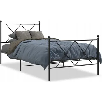 Postel Černý kovový rám postele 196 x 95 x 90,5 cm s čelem