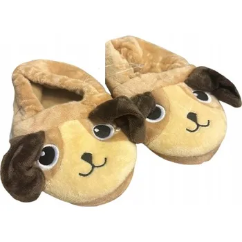 Dívčí bačkory CLEVE Měkké dětské papuče HNĚDÝ PEJSEK vel. 26-27