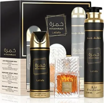 Osvěžovač vzduchu SADA LATTAFA KHAMRAH 100ML EDP, 200 ML DEO a 300ML OSVĚŽOVAČ VZDUCHU