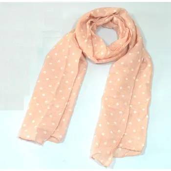 Šála Dětská zimní šála s puntíky J870 růžová