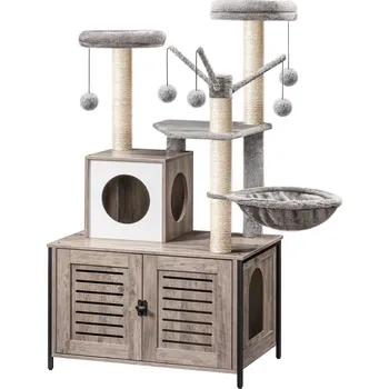 Škrabadlo pro kočky Vasagle Selly 132 cm s toaletou šedé