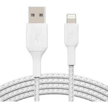Prodlužovací kabel BELKIN kabel oplétaný USB-A - Lightning, 2m, bílý