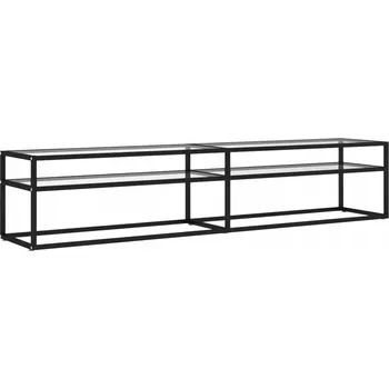 Televizní stolek TV stolek ze skla a oceli, černý, 200x40x40,5 cm
