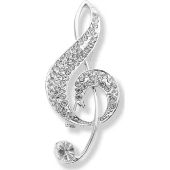 Brož Brož HOUSLOVÝ KLÍČ s kamínky, stříbrná