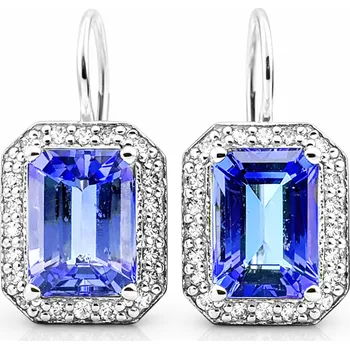 Náušnice Leru Luxusní náušnice z bílého zlata s dia a Tanzanity