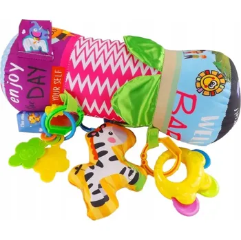 Hračka pro nejmenší Plyšový válec s chrastítkem pro učení lezení 023-56R