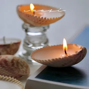 Svíčka VÁNOČNÍ OZDOBY bezdýmné vonné svíčky Seashell 3ks