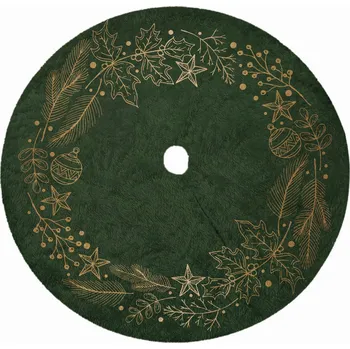 Koberec Koberec pod stromeček, plyšový kobereček, vánoční podložka, průměr 120 cm | Zelený