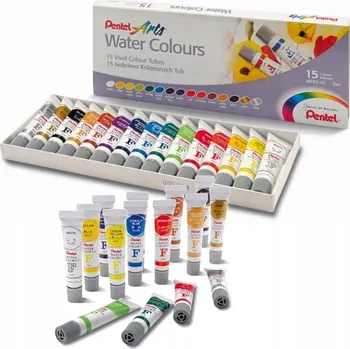 Vodová barva Akvarelové barvy v tubách Pentel 15 barev po 5 ml