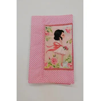 Obal na knihu nebo diář - 15,5 x 21,5 cm - holčička s růžovou mašlí na růžové