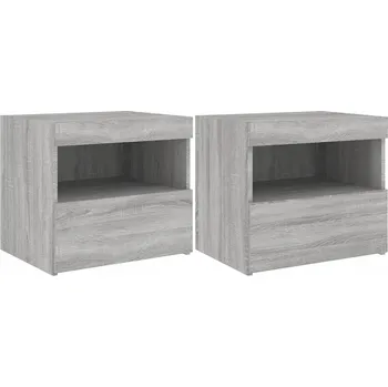 Noční stolek Noční stolky s LED osvětlením šedé dub sonoma 50 x 40 x 45 cm