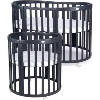 Dětská postýlka WALDIN oválná postýlka 7v1 Graphite