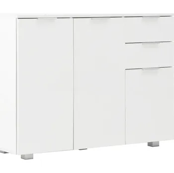 Komoda Bílá komoda se 2 zásuvkami a 3 dvířky, 107 x 35 x 80,5 cm