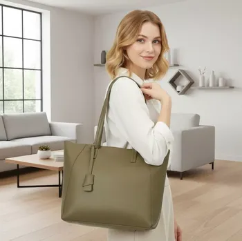 Kabelka Dámská velká zelená shopper kabelka Amalia L4957