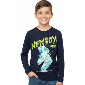 CHLAPECKÉ TRIČKO S OBRÁZKEM S DLOUHÝ RUKÁV NOVINKA Barva: Tmavě modrá, Velikost: 134