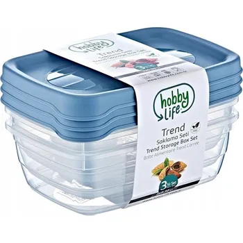 Dóza na potraviny Obdélníkové dózy na potraviny 3 ks 0,3L Hobby Life Mix barev