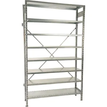 Dílenský regál MAMUTEX Zinkovaný celokovový regál STOW 3000x1000x500 mm - 8 polic, nosnost 1280 kg - ZÁKLADNÍ MODUL