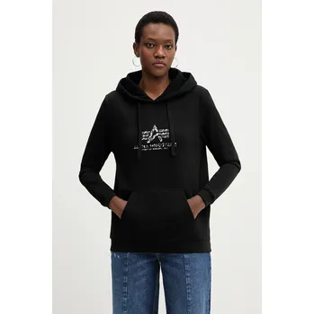 Pánské oblečení Mikina Alpha Industries Basic Hoodie BL Mirror Leo W 196032ML černá 99X, vel. L