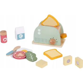 Dřevěná hračka TOOKY TOY Toustovač Dřevěný Pastelový Snídaňový set