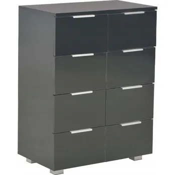 Komoda Černá komoda s 8 zásuvkami, 60 x 35 x 80 cm, vysoký lesk