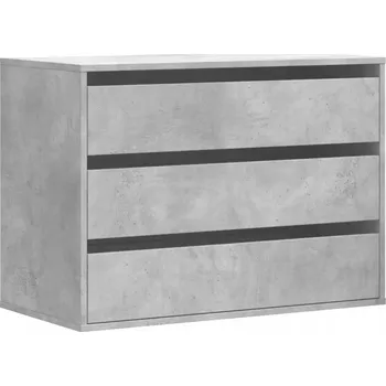 Komoda Komoda šedo-betonová 80 x 41 x 58 cm, 3 zásuvky, materiál dřevotříska