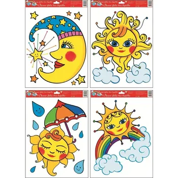 Okenní dekorace Okenní folie 4 sluníčka 42x30cm