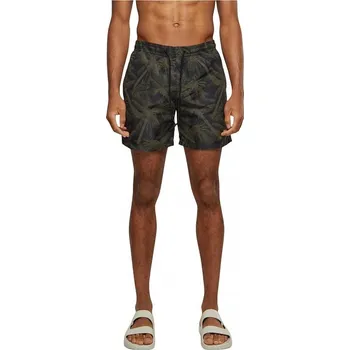 Pánské plavky Pánské šortky na plavání se vzorem Urban Classics (22 variant) Barva: zelená olivová - palma, Velikost: XL