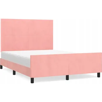 Postel Růžový Rám postele s čelem 193 x 146 x 118/128 cm, samet