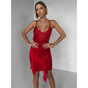 Dámské šaty Červené krátké flitrované krátké šaty GLARE Velikost: ONESIZE