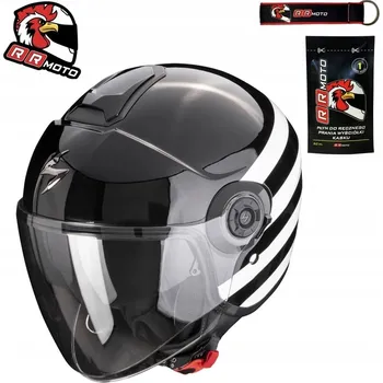 Helma na motorku Motocyklová přilba SCORPION EXO-CITY II BEE BLACK/WHITE černá bílá DÁRKY ZDARMA