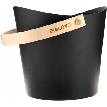 Kbelík do sauny Bilovit hliníkový černý 7 l s březovou rukojetí