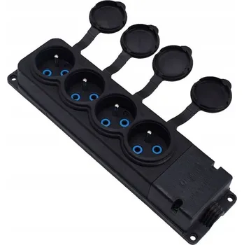 Elektrická zásuvka Zásuvka 4 x zasuvka , francouzský typ , černý