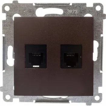 Elektrická zásuvka Simon 54 Telefonní zásuvka dvojitá 2xRJ12 hnědá