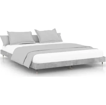 Postel Rám postele 203x123x20 cm, šedá barva betonu, materiál dřevo, kov