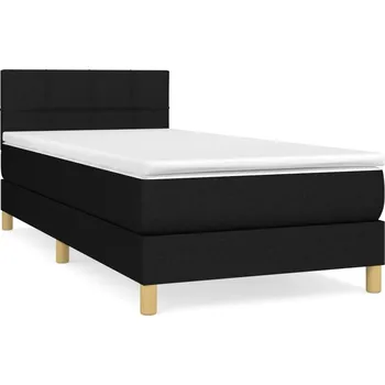 Postel Kontinentální postel s matrací 203x90x78/88 cm, černá, černo-bílá matrace