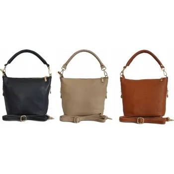 Vera Pelle kabelka kožená kabelka přes rameno z pravé kůže hnědá