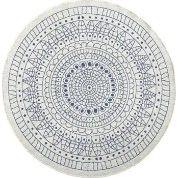 Hans Home Kusový koberec Twin-Wendeteppiche 103104 creme blau kruh – na ven i na doma - 100x100 (průměr) kruh