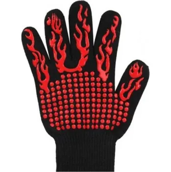 Chňapka Nehořlavá protiskluzová kuchyňská rukavice 25 cm Tepelně odolná ochranná rukavice na vaření grilování pečení manipulaci červená