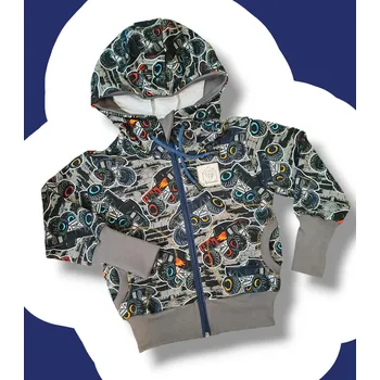 Dívčí mikina Dětská mikina na zip 86 92 Velikost: 86/92 Monstrtrucky na zdi (užší verze s kapucí) Dětská mikina na zip