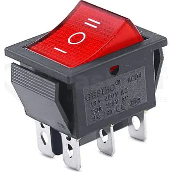 vypínač LaskaKit_cz Přepínač kolébkový 16A 250VAC, dvoupolohový Červená