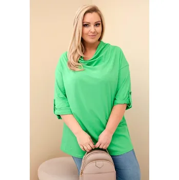 Dámská halenka Dámská halenka Plus Size s bavlnou volného střihu s vodním výstřihem světle zelená UNI