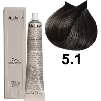 Barva na vlasy 3DELUXE PROFESSIONAL BARVA NA VLASY S ARGANOVÝM OLEJEM odstín 5.1 100 ML