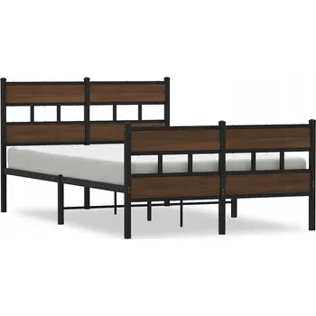 Postel Kovový rám postele, hnědý dub, 207 x 125 x 91,5 cm, pro matraci 120 x 200 cm