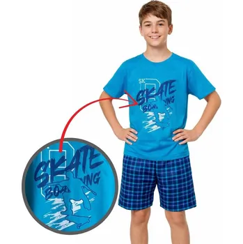 Chlapecké pyžamo Betty Mode (ušito v ČR) SKATE BOARDING tyrkysové 134-170