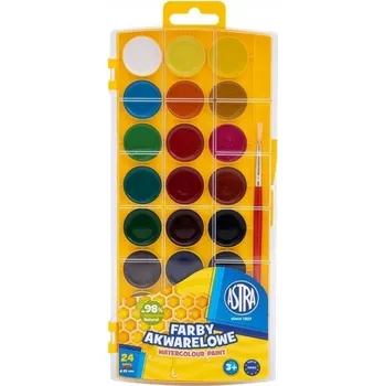 Vodová barva Astra Akvarelové barvy medové Astra 24 barev školní vodové + štětec